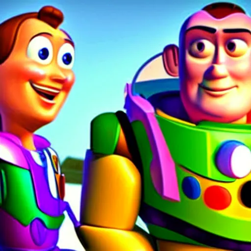 Prompt: woody as buzz lightyear