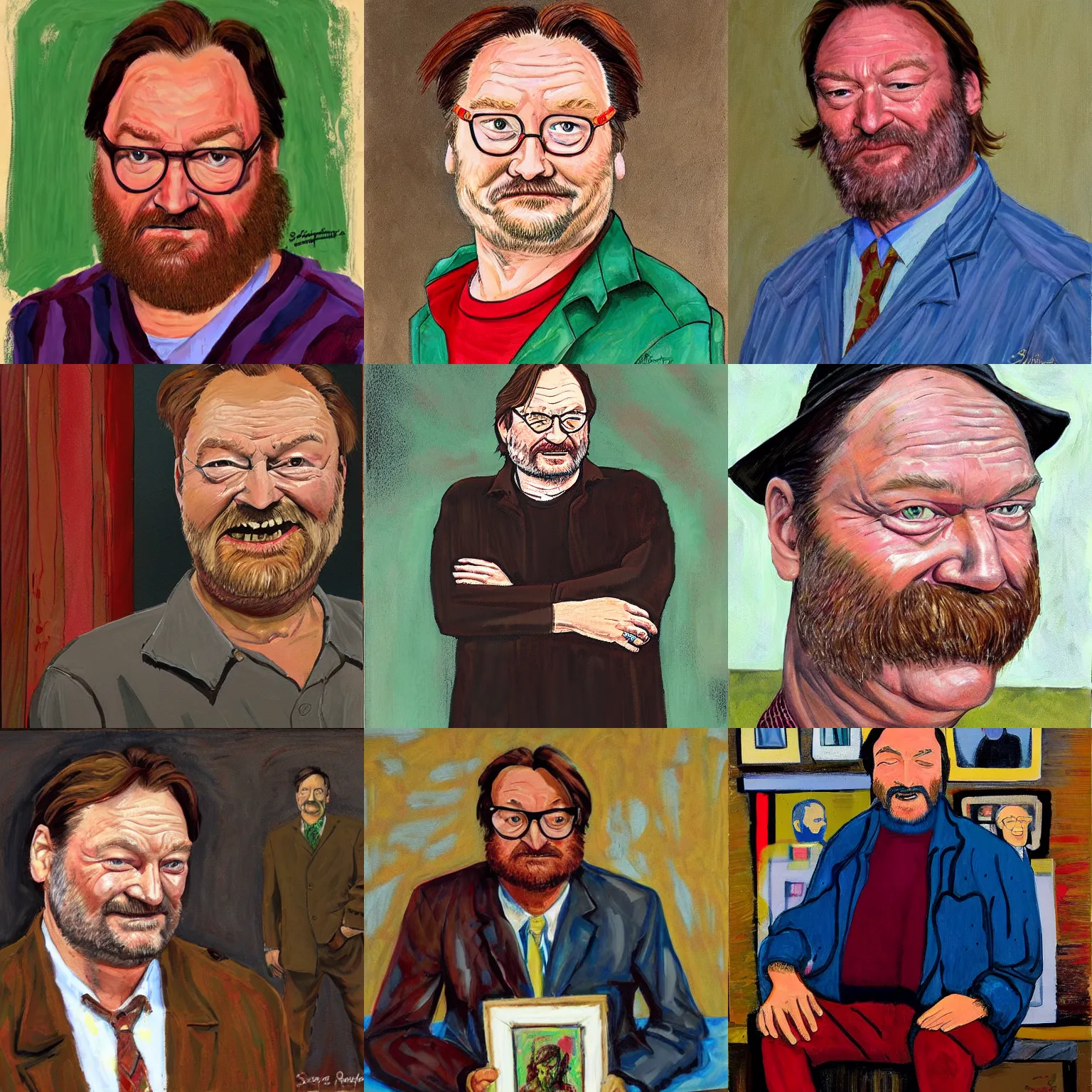 Prompt: stephen root portrait by red grooms