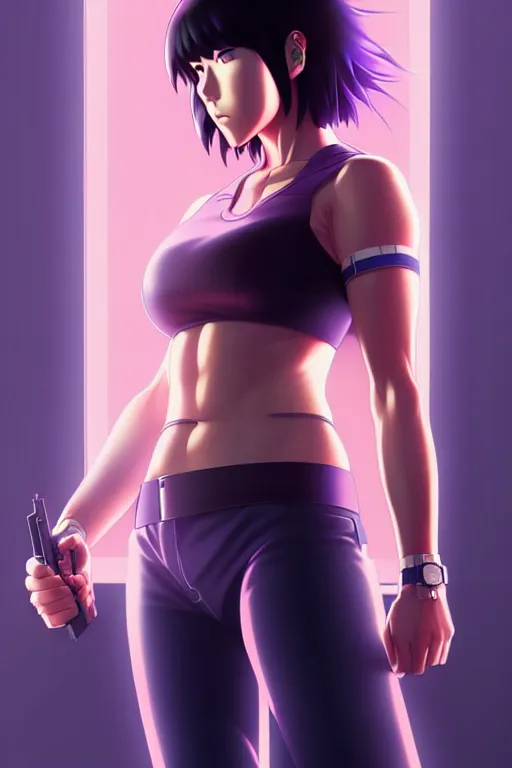 Image similar to a fullbody portrait of motoko kusanagi the major ghost in the shell, stand alone complex, under repairs, maintenance, by ilya kuvshinov, rossdraws, artgerm, sola digital arts, anti aliasing, raytracing