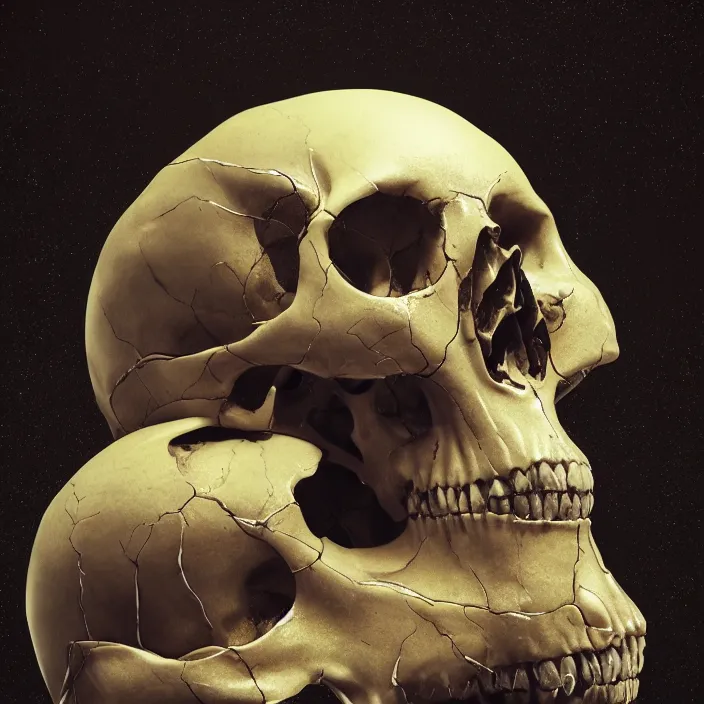 Image similar to a human skull, melting. intricate abstract. intricate artwork. by Tooth Wu, wlop, beeple, dan mumford. octane render, trending on artstation, greg rutkowski, coherent, symmetrical artwork. cinematic, hyper realism, high detail, octane render, 8k, depth of field, bokeh. iridescent accents
