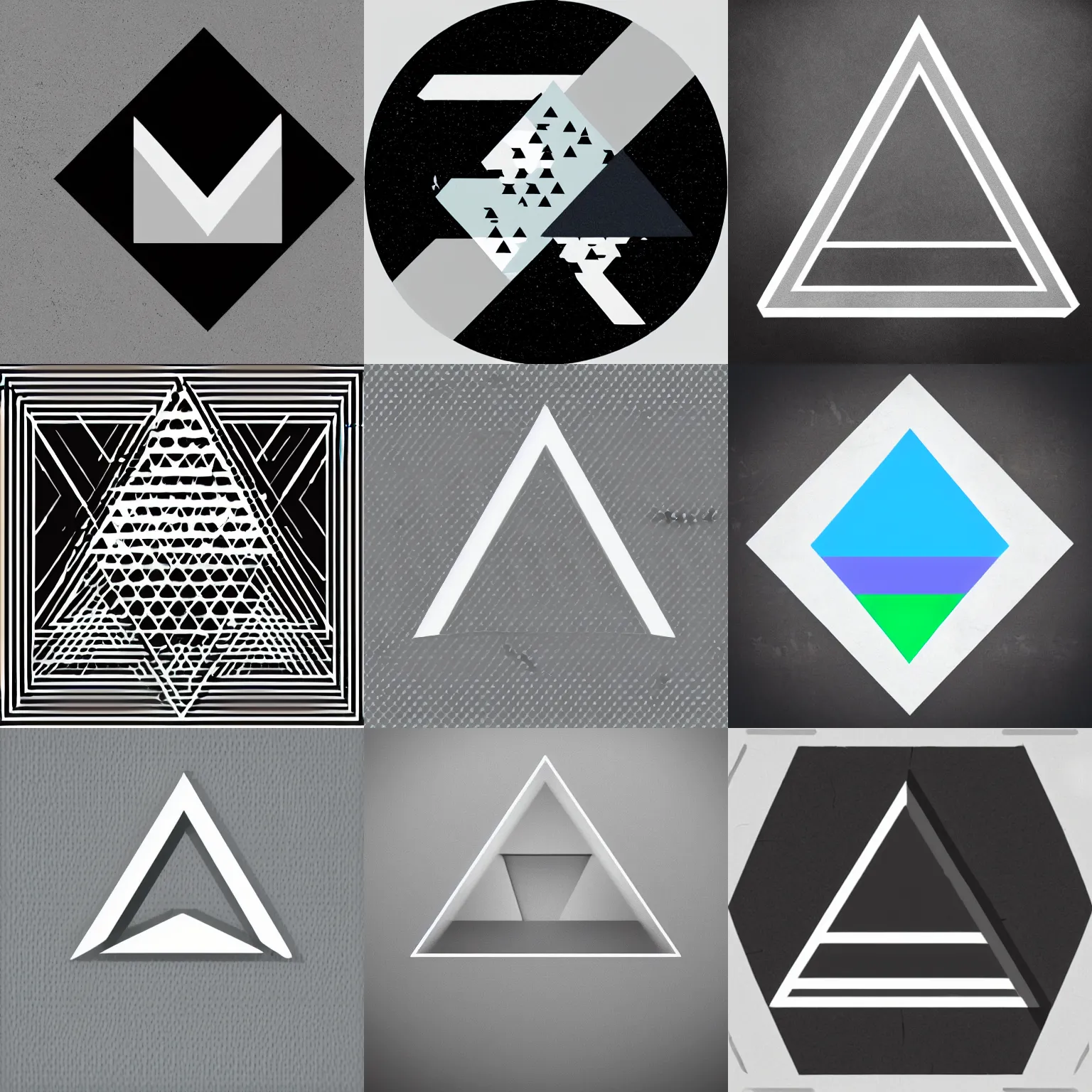 Prompt: a white triangle shape with a triangle whole cover art for a band, electronic music