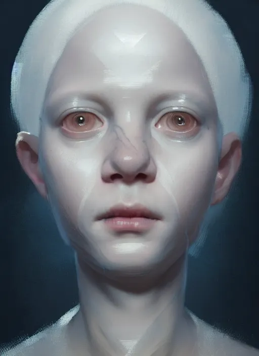 Image similar to portrait of an albino bald sick child oracle, ancient oracle, intricate, elegant, glowing lights, highly detailed, digital painting, artstation, concept art, smooth, sharp focus, art by wlop, mars ravelo and greg rutkowski