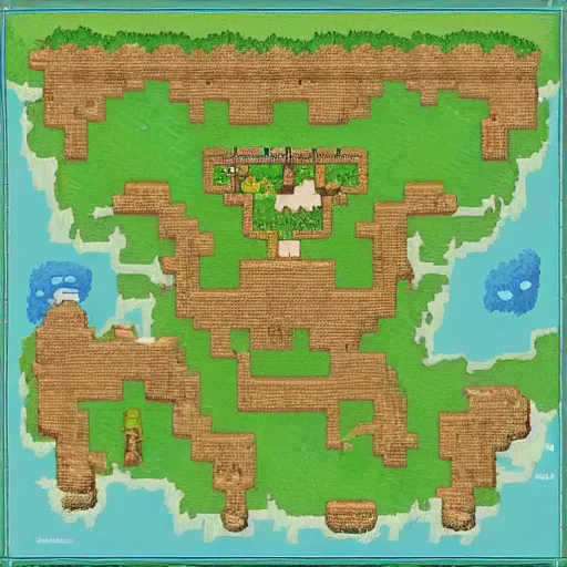 Image similar to detailed top - down map of a legend of zelda game world