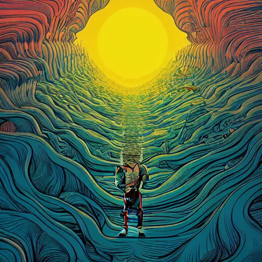 Image similar to ultrawide angle colour masterpiece dream by kilian eng and jean giraud, incredible sense of depth and perspective and clarity, weird abstract avant garde epic, 8 k