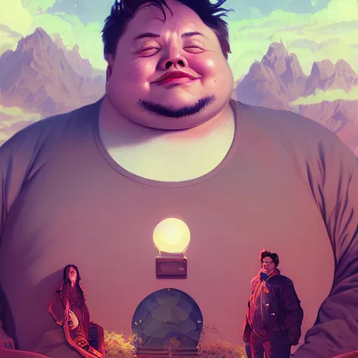 Prompt: Highly detailed portrait of obese Elon Musk, unreal engine, fantasy art by Greg Rutkowski, Loish, Rhads, ferdinand knab, Makoto Shinkai and Lois van baarle, ilya kuvshinov, rossdraws, Tom Bagshaw, alphonse mucha, global illumination, radiant light, detailed and intricate environment