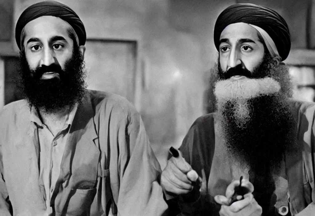 Image similar to osama bin laden in a 1 9 5 0 s noira film, detective