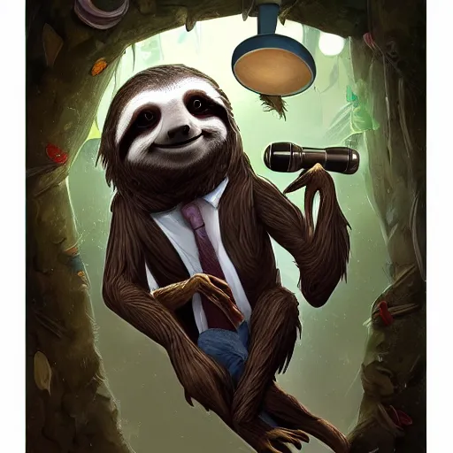 a cute sloth as an announcer dressed with shirt, | Stable Diffusion ...