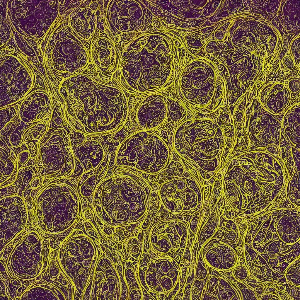 Prompt: cell to cell. a microscopic photo by earnst haeckel. polycount shutterstock contest winner, art nouveau, nuclear art, microbiology, neoplasticism. biomorphic, creative commons, fractalism, minimalist macro photography, dye - transfer, sabattier filter.