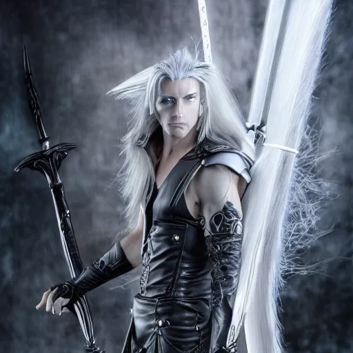 Prompt: gavin casalegnor as sephiroth in the style of luis royo and artgerm, 8 0 mm camara, photoreal, hd 8 k