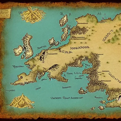 Image similar to fantasy world map, tolkien, high quality, high resolution