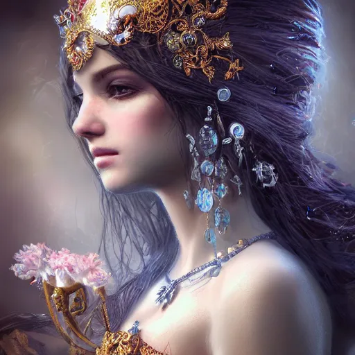 Image similar to beautiful princess, intricate detail, royo, klimt, miro, vallejo, frazetta, giger, whealan, hd, unreal engine,