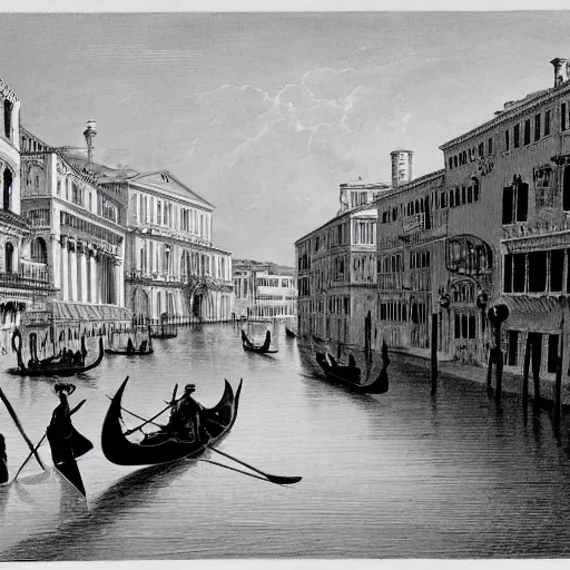 Prompt: illustration of a venice canal by maxwell tilse