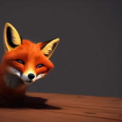 Prompt: a highly detailed photographic render of a fox laughing at some cheese , beautifully lit, ray traced, octane 3D render,