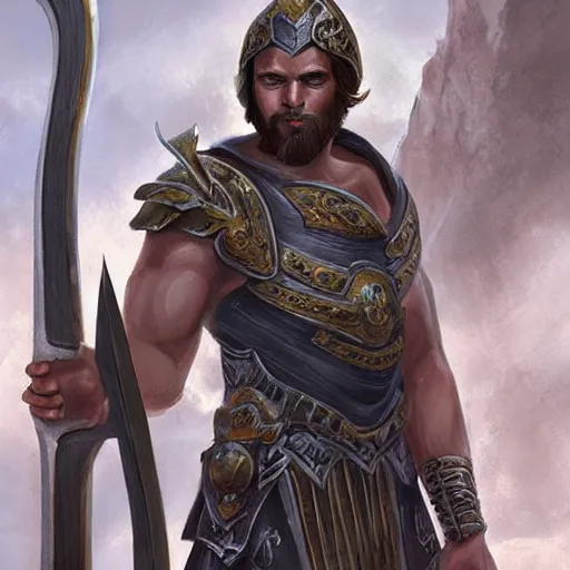 Image similar to ancient greek male human paladin, dnd character, portrait, matte fantasy painting, deviantart artstation, by jason felix by steve argyle by tyler jacobson