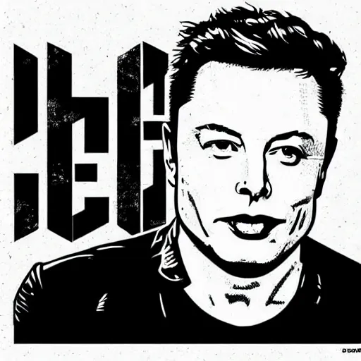 Image similar to an Obey style logo of Elon Musk by Shepard Fairey