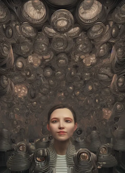 Prompt: highly detailed surreal vfx portrait of a 3 d landscape of stacks of recursive speakers, polyphonic ecstacy, ornate, hyperrealistic, octane render, chiaroscuro, inspired by james jean, android jones, beeple, rhads, alphonse mucha, frostbite 3 engine