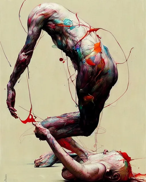Prompt: you have to pull the feet to break the neck. in the style of adrian ghenie, esao andrews, jenny saville, edward hopper, surrealism, dark art by james jean, takato yamamoto