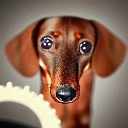 Image similar to microscopic dachshund, microscope photography