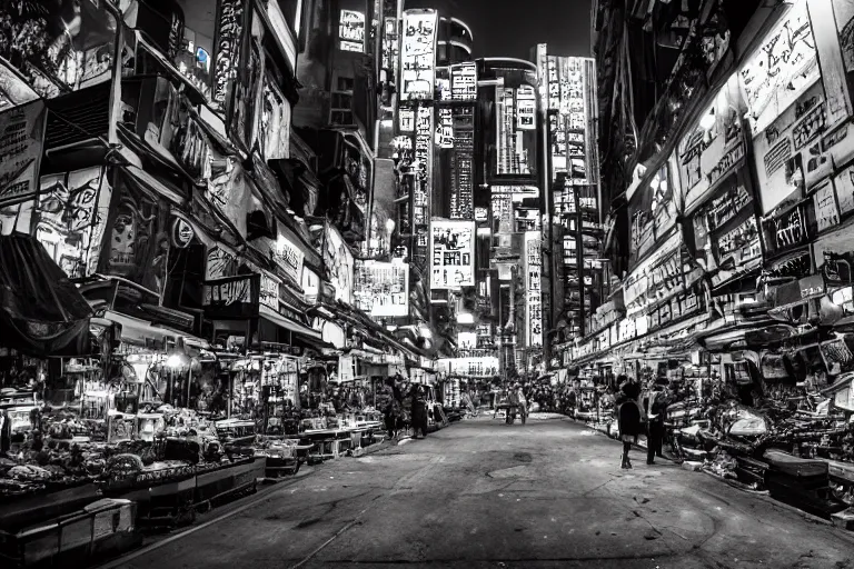 Image similar to an award winning photograph of a cyberpunk market by Liam wong and Lee Friedlander, masterpiece, wide angle, dof