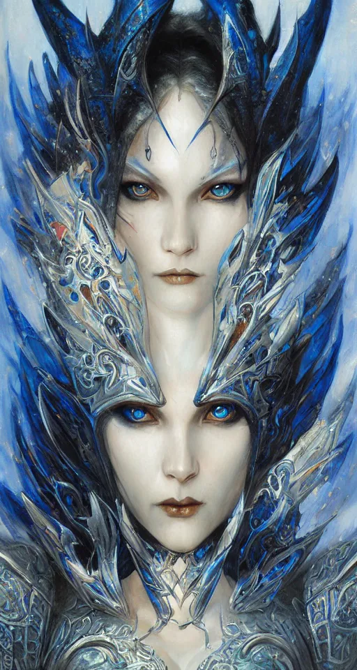 Image similar to Gothic elf princess in blue dragon armor by karol bak