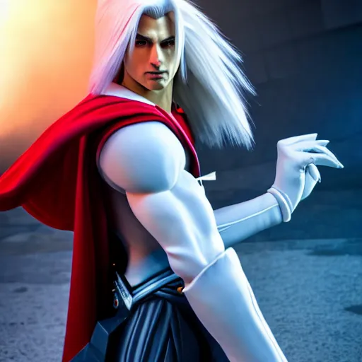 Image similar to super mario as sephiroth, highly detailed, extremely high quality, hd, 4 k, 8 k, canon 3 0 0 mm, professional photographer, 4 0 mp, lifelike, top - rated, award winning, realistic, detailed lighting, detailed shadows, sharp, no blur, edited, corrected, trending