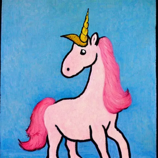 Image similar to pink fluffy unicorn by van gough