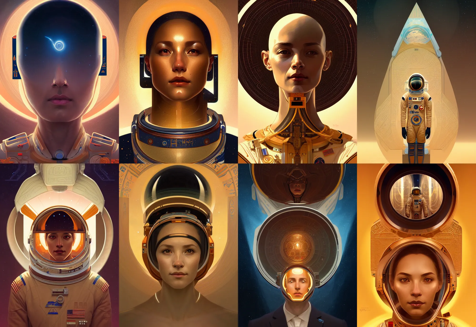 Prompt: symmetry!! portrait of a astronaut in hieroglyphics style, intricate, elegant, highly detailed, digital painting, artstation, concept art, smooth, sharp focus, illustration, art by wolp and greg rutkowski and alphonse mucha, 8 k