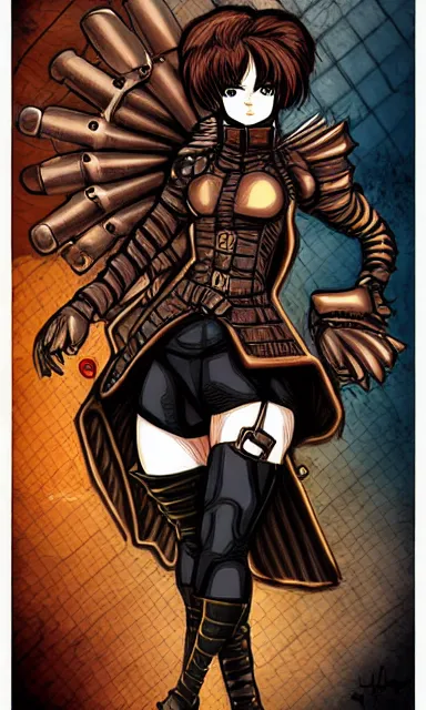 Image similar to steampunk superhero, digital art, comics style art, berserk anime style