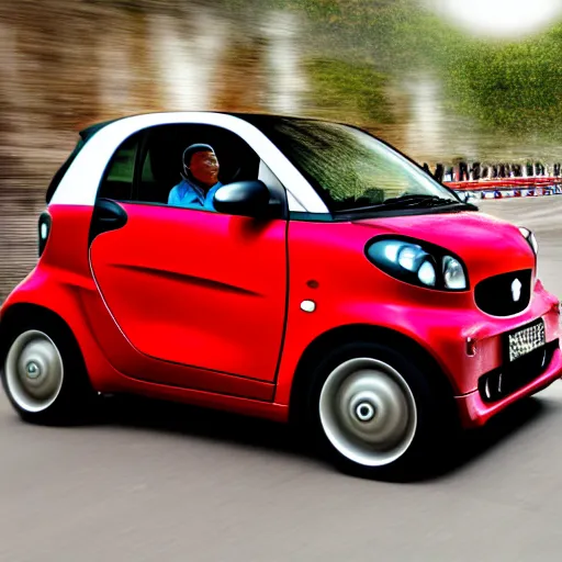 Prompt: mao zedong driving a smart car, 4 k, hyper realistic, dslr, high resolution, landscape, beautiful