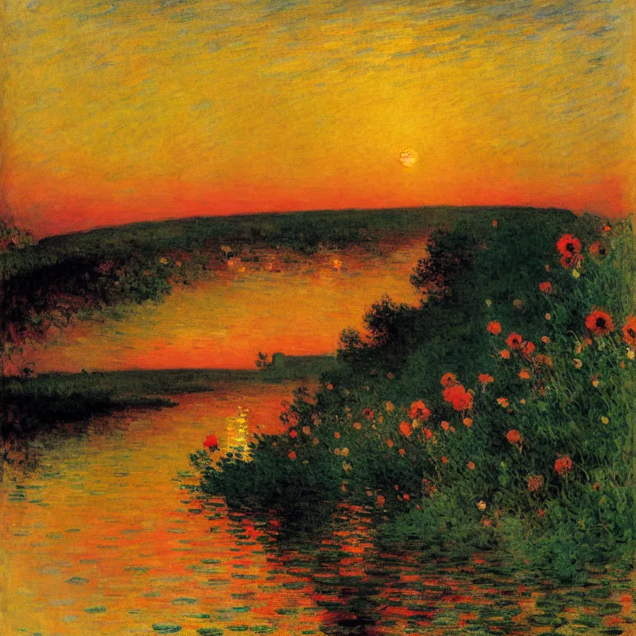 Prompt: cover artwork about a metaphorical highway to the sunrise, painted by gaston de la touche, winslow homer, thomas moran, steve mitchell and claude monet