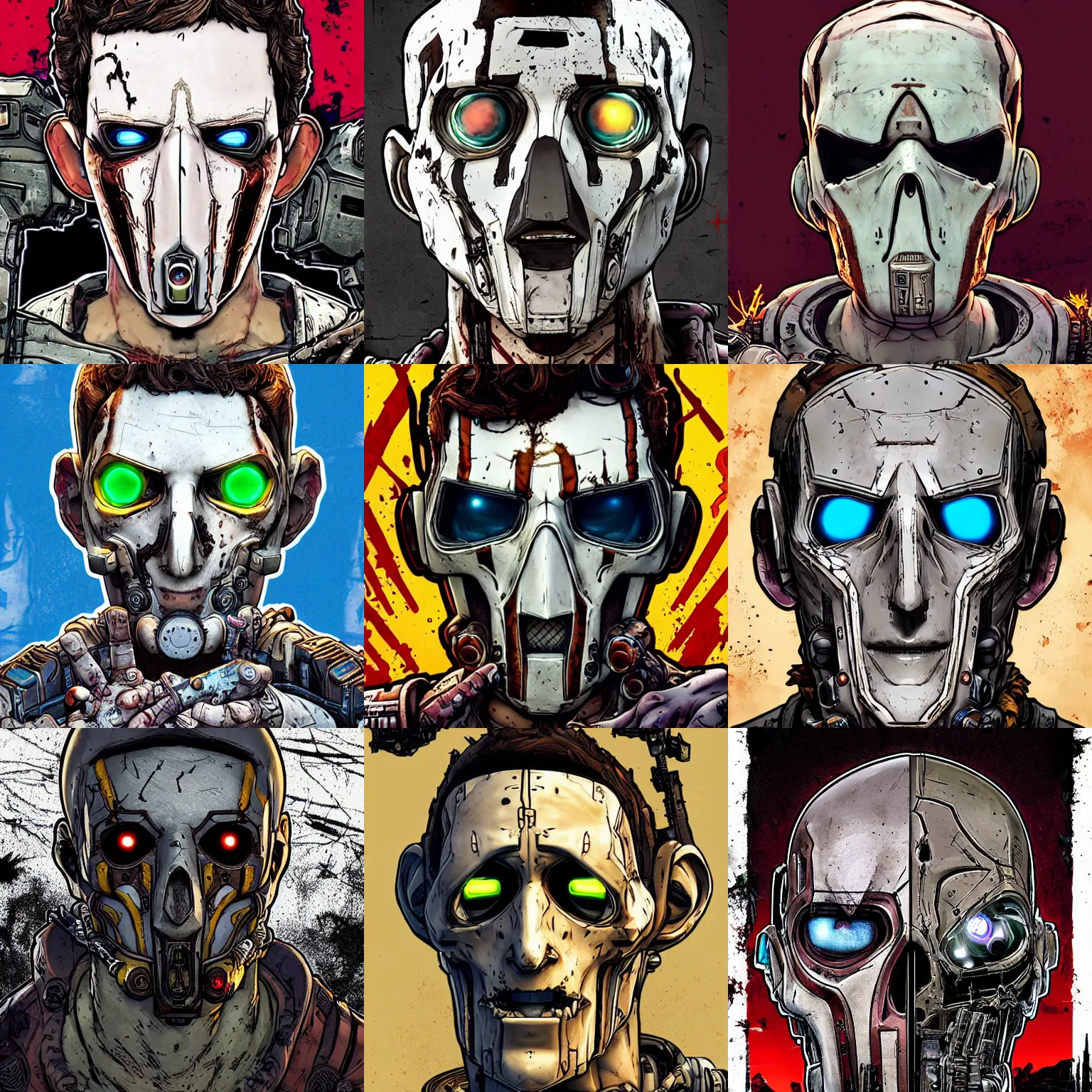 Prompt: borderlands 3 !!! zuckerberg! cell shaded! scary head portrait of half endoskeleton zuckerberg! cyborg as Borderlands 3 concept art, llustration, postapocalyptic grunge, concept art by Laurie Greasley, highly detailed, sharp focus,alien, HQ, 4K ,art by Laurie Greasley