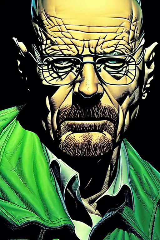 Image similar to character art by mike deodato, walter white, absolute chad