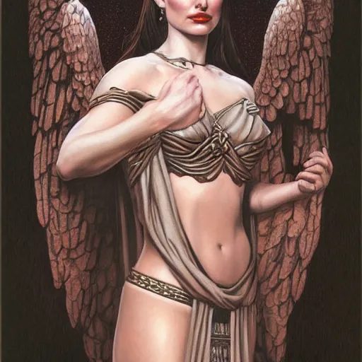 Prompt: portrait of natalie portman as a goddess, by gerald brom