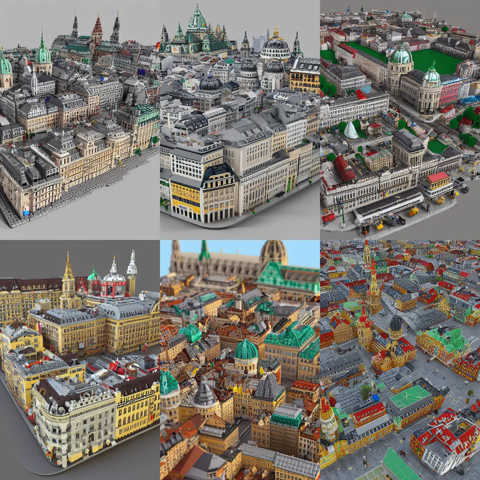 Prompt: vienna made of lego bricks, simple details, low - poly, low details, 3 d render