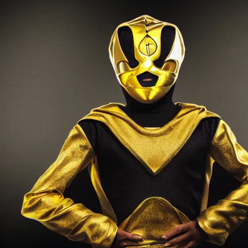 Image similar to king leer as the gold power ranger, digital photography, high detail