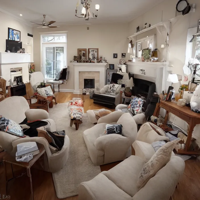 Image similar to interior of a crowded living room