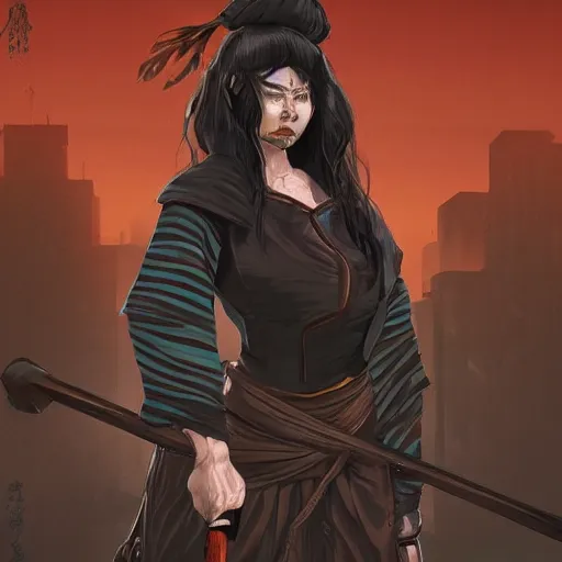 Prompt: hone onna tricking men in the streets, tending on artstation, dark colors, fantasy, digital art, 8 k