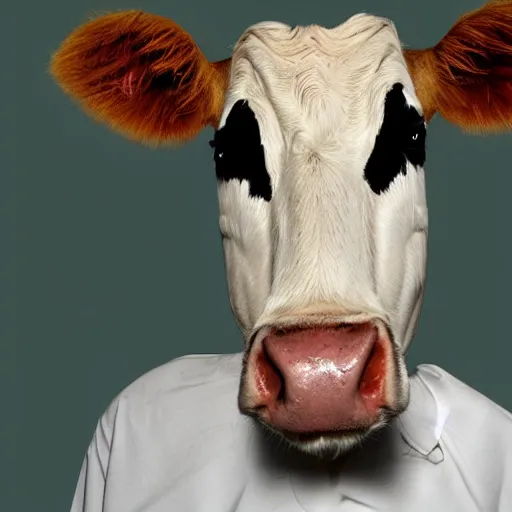 Image similar to mugshot of a cow dressed as an inmate