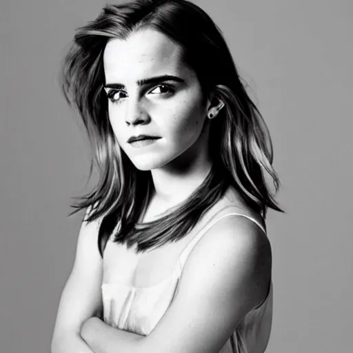 Prompt: a portrait photograph of emma watson's large beard