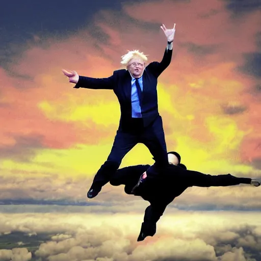 Prompt: Boris Johnson skydiving, photorealistic, hyper detailed