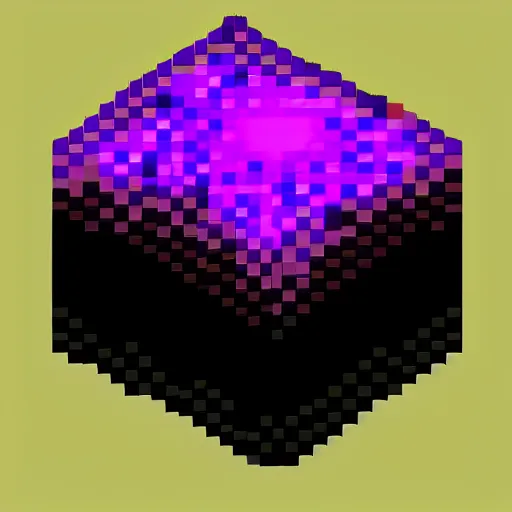 Image similar to pixel art of a violet luminescent sphere on a black void plane