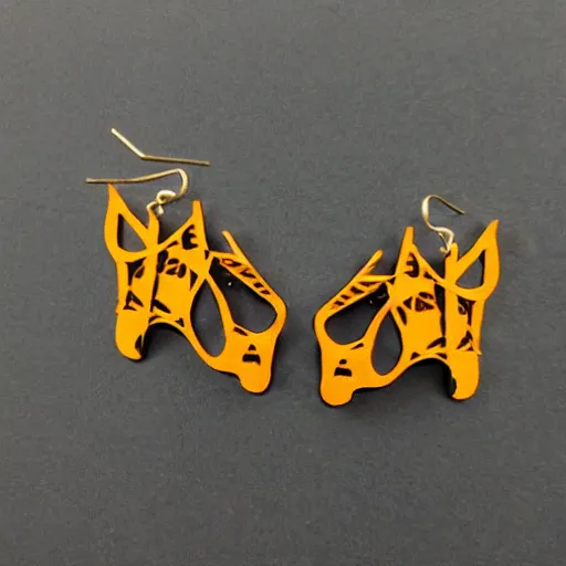 Prompt: 2d lasercut triceatops earrings, popular on artstation, popular on deviantart, popular on pinterest