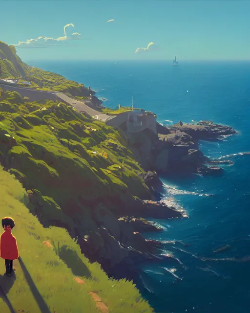 Image similar to painting of guernsey channel islands, detailed, by simon stalenhag, cory loftis, james gilleard, atey ghailan, makoto shinkai, goro fujita, studio ghibli, rim light, exquisite lighting, clear focus, very coherent, plain background, soft painting