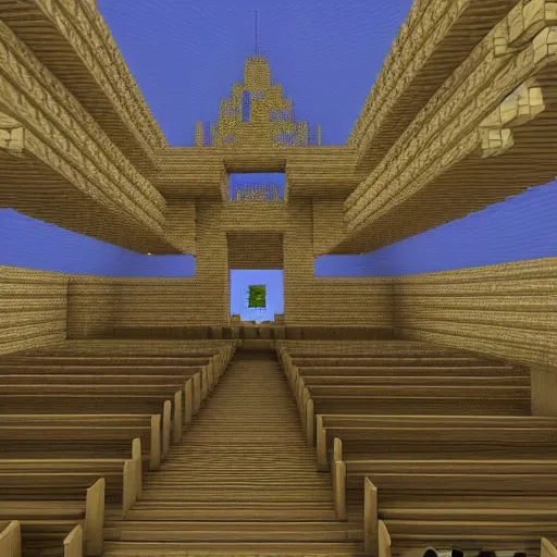 Image similar to inside a church cathedral built in minecraft