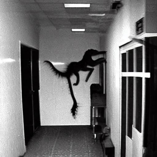 Image similar to “Horrific scrawny cryptid mutant reptilian hairless sun bear escaping from a lab, leaked cctv footage, black and white, night.”