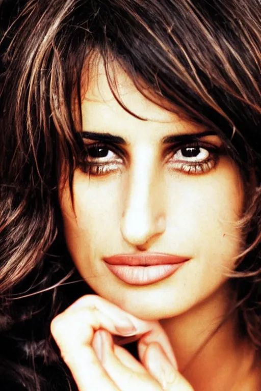 Image similar to penelope cruz, photo, portrait, close up, kodak, warm lightning, lomography