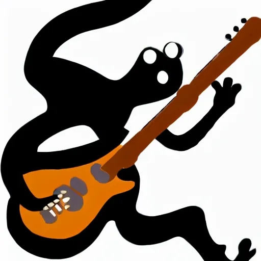 Image similar to salamander playing guitar, rubber hose animation style, cup head style