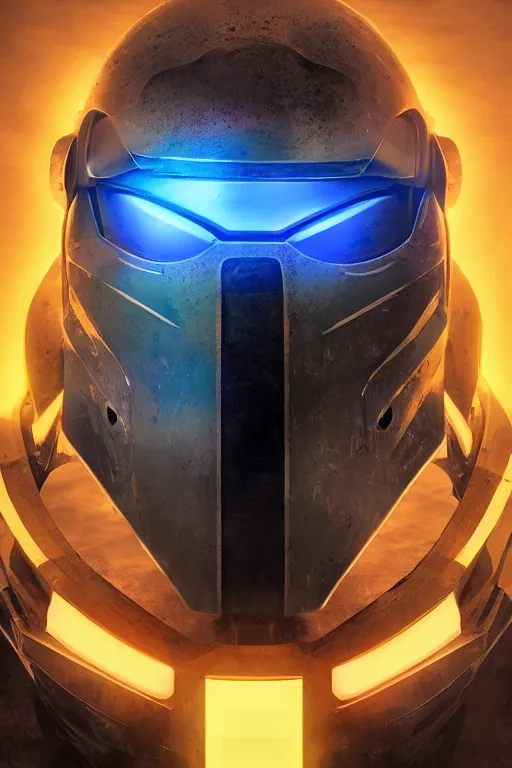 Image similar to robot ninja mask helmet halo master chief radiating a glowing aura global illumination ray tracing hdr fanart arstation by ian pesty and katarzyna da „ bek - chmiel