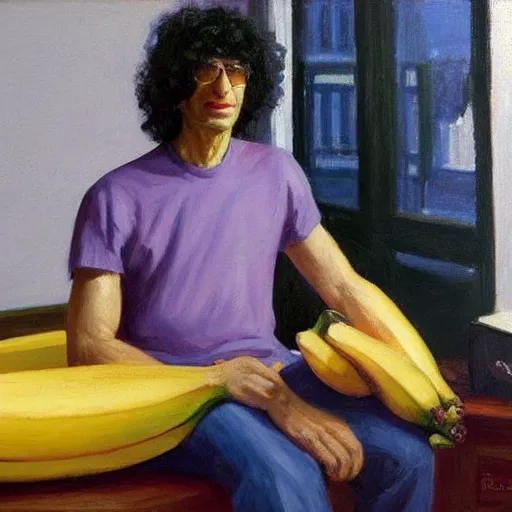 Image similar to howard stern with banana, edward hopper painting