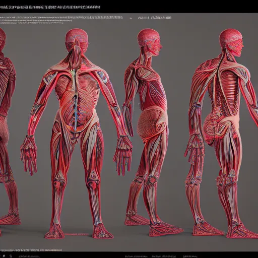 Prompt: A concept of a detailed and intricate design of a full body of human anatomy, 3d design, great finesse organic hyper detailed, calculus, hyperrealistic, ultra detailed, 4K, octane render, unreal engine